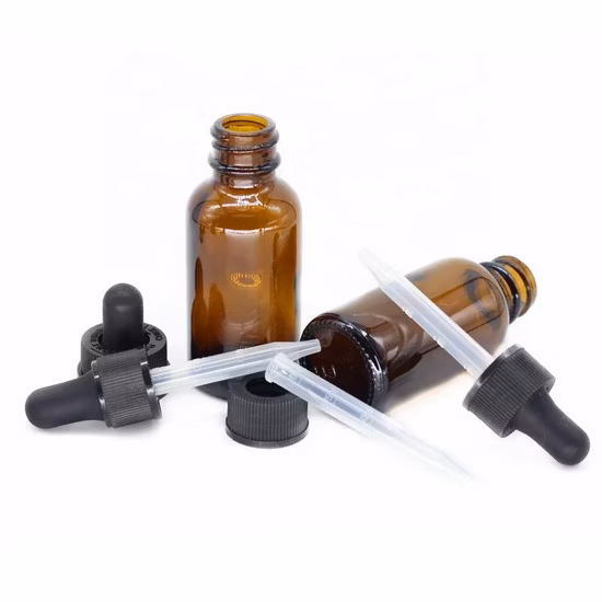 Gotero de aluminio de fábrica para aromaterapia, aceite esencial, botella líquida, tapa cuentagotas, envases cosméticos con tapas de caucho de silicona, pipeta cuentagotas